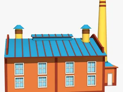 Industrial Factory Low-poly 3D model