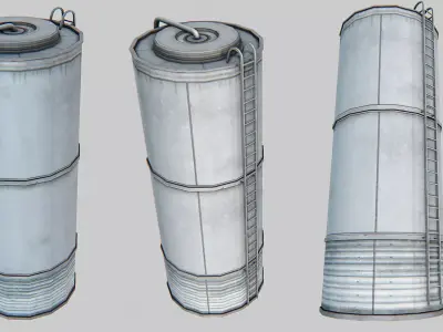 Silo metal pipe with ladder Low-poly 3D model