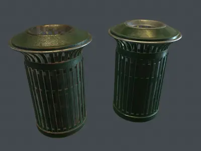 Street Trash Bin PBR Game Ready Low-poly 3D model