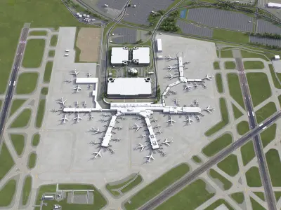 Charlotte Douglas Airport Low-poly 3D model