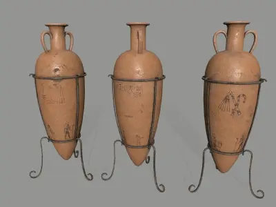 vase set greek vases Low-poly 3D model