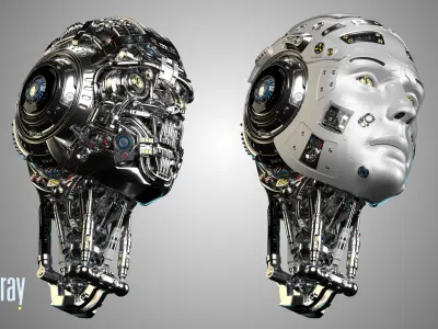 Futuristic Robot Head  3D model