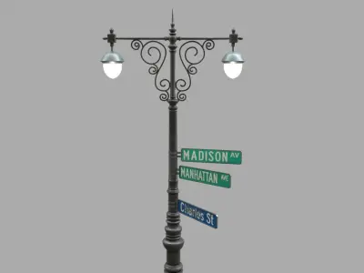 Street lamp 3 Low-poly 3D model