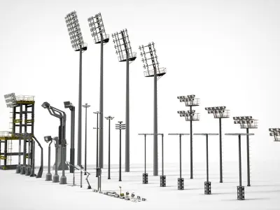 lighting collection two led flood lights 3D model