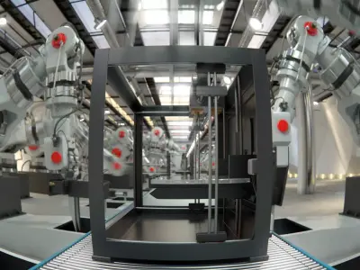 Robotic Factory Production 3d Printer Scene Animated Rigged 3D model