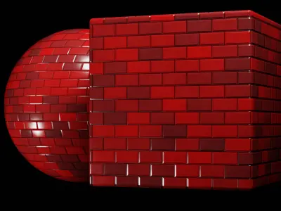 Fully Procedural Blue Tile Wall Material Texture