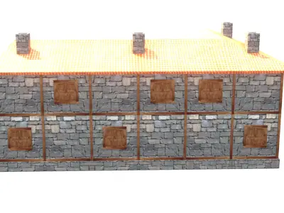 medieval house low poly village town residential house  77 Low-poly 3D model