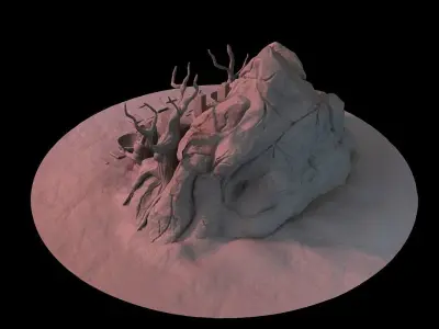 Cave-Entrance model high poly rock in middle of circle 3D model