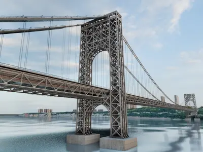 NYC George Washington Bridge  Low-poly 3D model