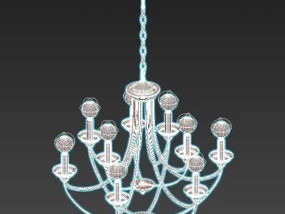 lazzaro chandelier with six lights and metal frame 3D model