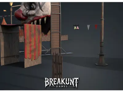 Scene from an outdoor horror circus - 3d models pack - 8 assets 3D model