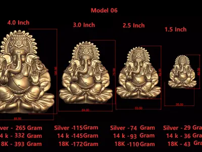 Ganesh Ji Model 06 Light Weight  Models in All Sizes  3D print model