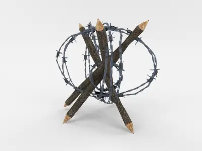 Lowpoly Barb Wire Obstacle Low-poly 3D model