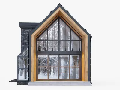 Barnhouse with stained glass windows 3D model