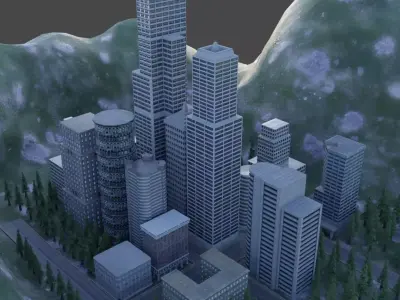 Modern City Building Pack Collection Low-poly 3D model