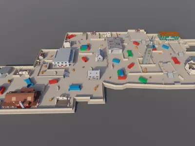 TDM Map 2- 4V4 Battle Royal Game - Low Poly Map Low-poly 3D model