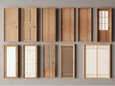 Wooden-door Single-door Bedroom-door 3D model