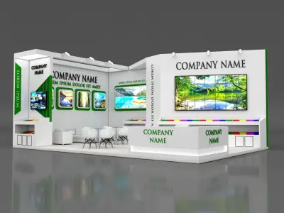 Booth Exhibition Stand Stall 9x6m Height 400 cm 2 Side Open 3D model