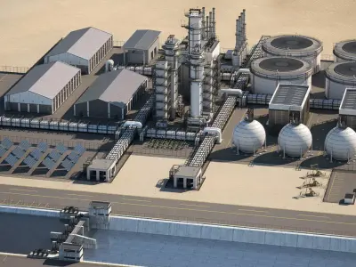 Refinery 2 power plant in desert 3D model