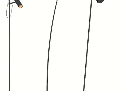 Minimalist Black Floor Lamp Set 3D model