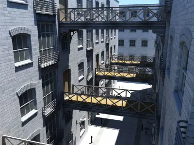 3D Building Alleyway Textured 3D model