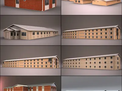 PREFABRICATED BUILDING COLLECTION 3D model