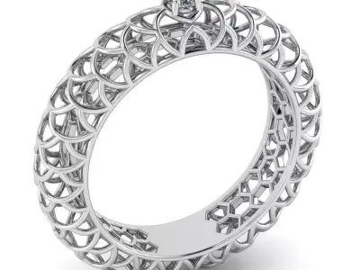 Beautiful pattern ring with gem 3D print model