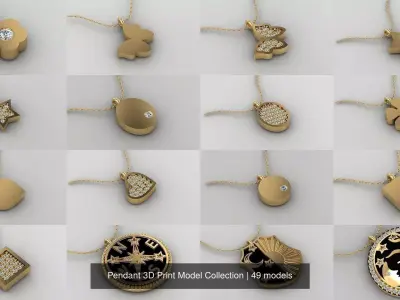 Pendant 3D Print Model Collection with moon and stars 3D Model Pack