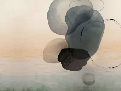 Abstract Ink Stones over Gradient Landscape  Texture