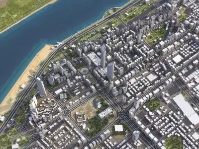 Abu Dhabi - 3D City Model Low-poly 3D model