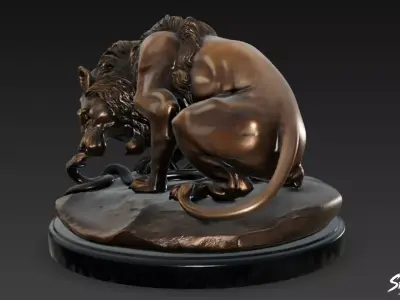 Lion Statue V49 Low-poly 3D model