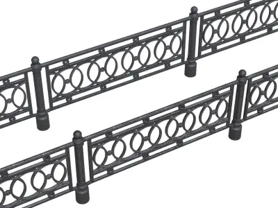 Park fence 01 Low-poly 3D model