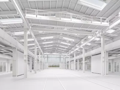 Industrial Hangar Building Low-poly 3D model by DUBYK