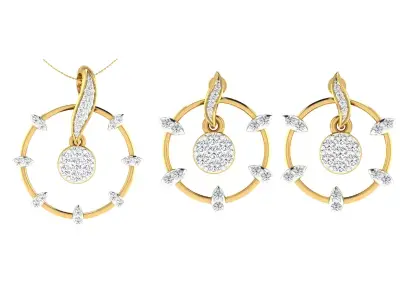 Women Pendant Earring Sets 3dm STL OBJ FBX Renders Details 3D print model 12