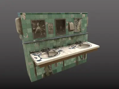 Abandoned  Double Sided Sink 3D model