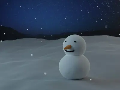 Snow Man Low-poly 3D model