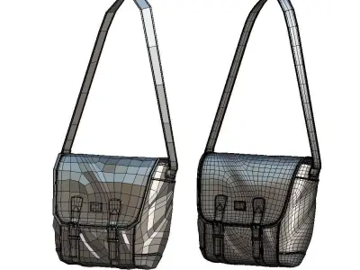 Cartoon High Poly Subdivision Bag Blue Low-poly 3D model