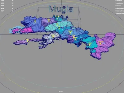Mugla  Aegean Region  Turkey map region geography political 3D model