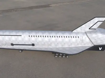 Sci fi SPACE SHUTTLE low poly model Low-poly 3D model