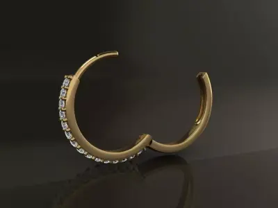 Earring One Sided Diamond Hoop Mid Size 15mm Inside Diameter  3D print model