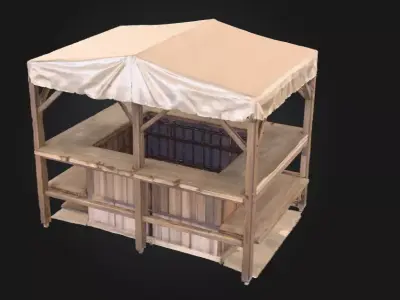 Market Stall Display Low-poly 3D model