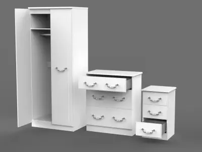 Bedroom Furniture Set - Antique Style 3D model