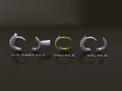 Earring One Sided Diamond Hoop Small Size 7mm Inside Diameter 3D print model