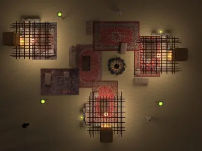 Campfire Pergolas and Carpets  in Traditional Arabic Style 3D model