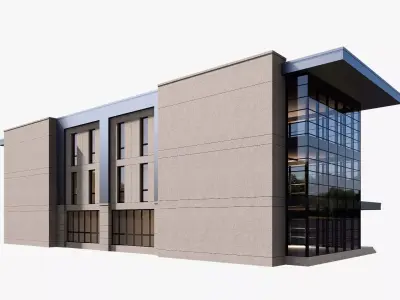 Modern Office Building 3D Model Low-poly 3D model