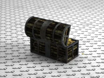 Chest With Golden Coins 3D model