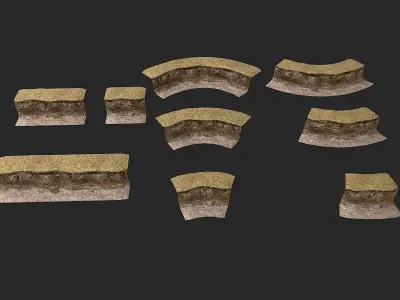 Modular Low Poly PBR Grassy Cliff Low-poly 3D model