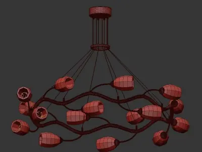 ADRIANNA gold chandelier with clear crystals 3D model