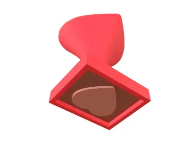 Rubber Heart Stamp v1 001 Low-poly 3D model