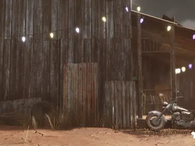 Retropunk Saloon Low-poly 3D model